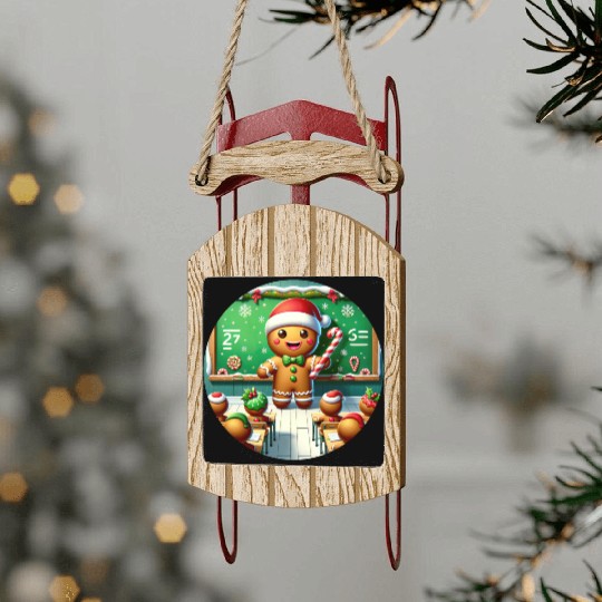 Gingerbread Teach's Yuletide Class Sled Ornaments