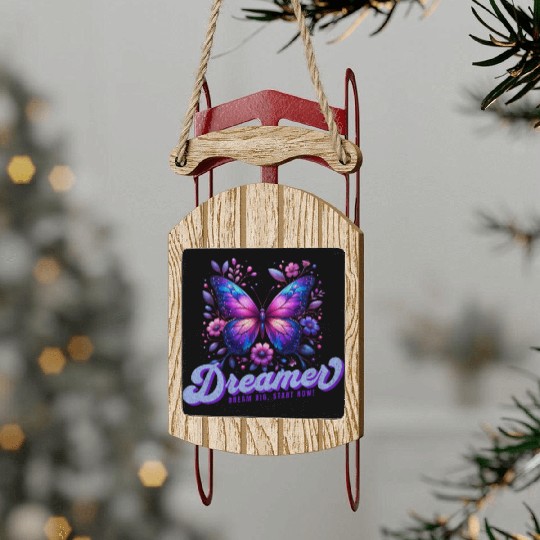 Dream Big, Start Now! Vibrant Butterfly Sled Ornaments