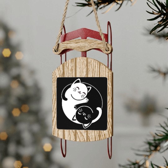 Yin and Yang Cats Sled Ornaments
