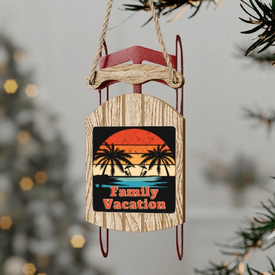 Family Vacation design Sled Ornaments