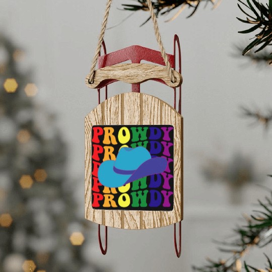 Prowdy Gay Lesbian Howdy Cowboy LGBTQ Pride Groovy Sled Ornaments