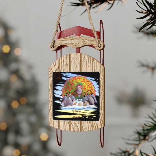 Unique Creative Cute Q Alphabet Quince Queen Quail Sled Ornaments