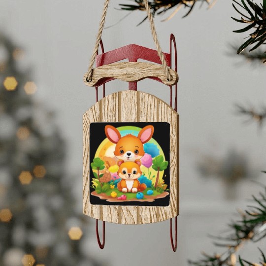 Kangaroo Kingdom Threads: Embrace Nature's Harmony Sled Ornaments