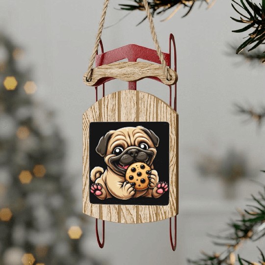 Pug Cookie Sweet Dessert Biscuit Sled Ornaments
