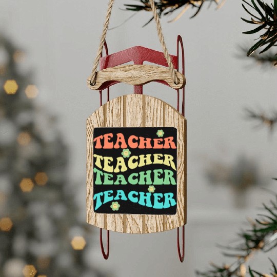Retro Groovy In My Teacher Era Teacher Life T-Shir Sled Ornaments