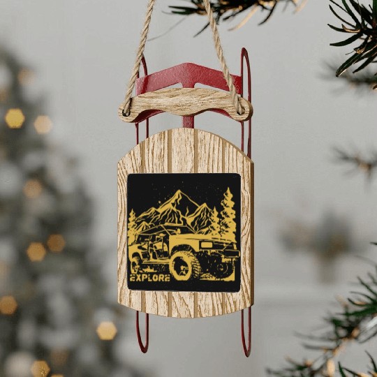 Jeep Car and Nature Mount Sled Ornaments
