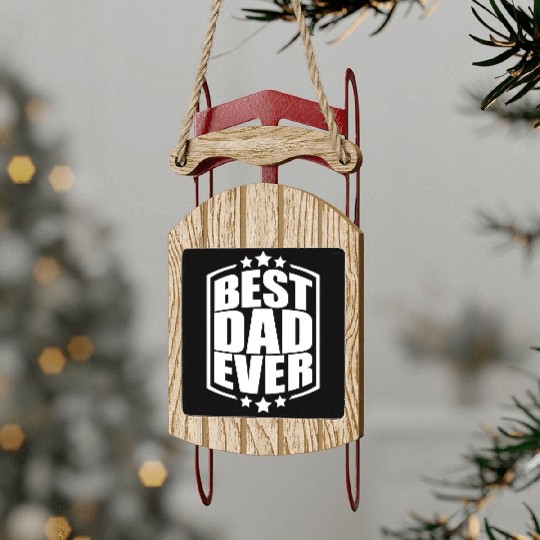 The Best Dad Ever Coolest Daddy in the World Love Sled Ornaments