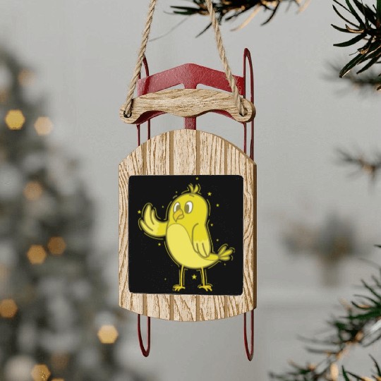 Canary waving Sled Ornaments