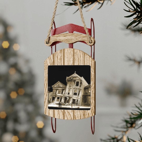 San Francisco 1906 Earthquake Illustration URM Sled Ornaments