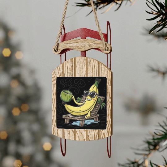 Tropical Paradise: Tranquil Beach Sunset Sled Ornaments