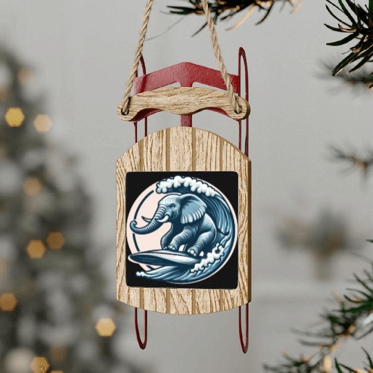 Surfing elephant Sled Ornaments