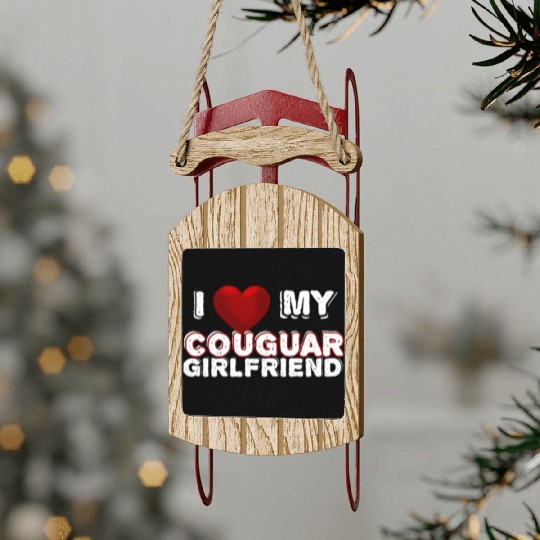 I heart My Couguar Girlfriend I Love My Girlfriend Sled Ornaments