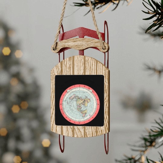 Flat Earth Theory World Map - Funny Conspiracy The Sled Ornaments