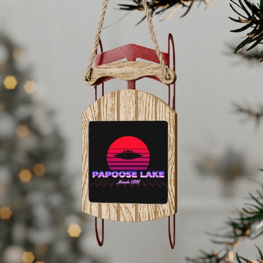 Vaporwave Papoose Lake Nevada Area 51 S4 Sled Ornaments