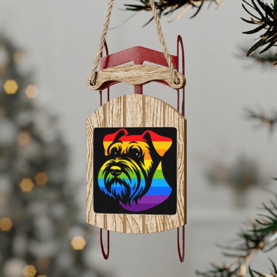 Miniature Schnauzer Rainbow LGBT Gay Pride Lesbian Sled Ornaments