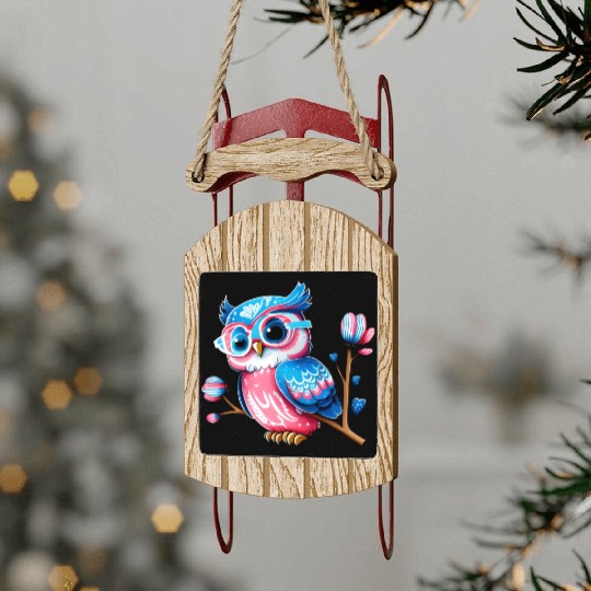 Red White and Blue Owl Sled Ornaments