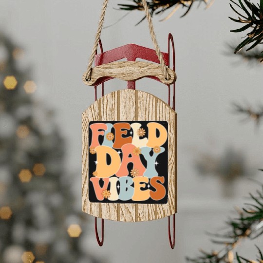Field Day Vibes Outdoor Sunshine Flowers Sled Ornaments