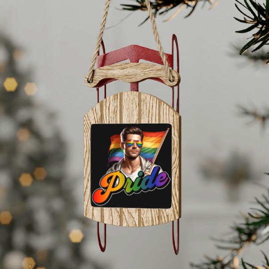 Pride Gay CSD Love LGBTQ+ Colors of Rainbow fun Sled Ornaments
