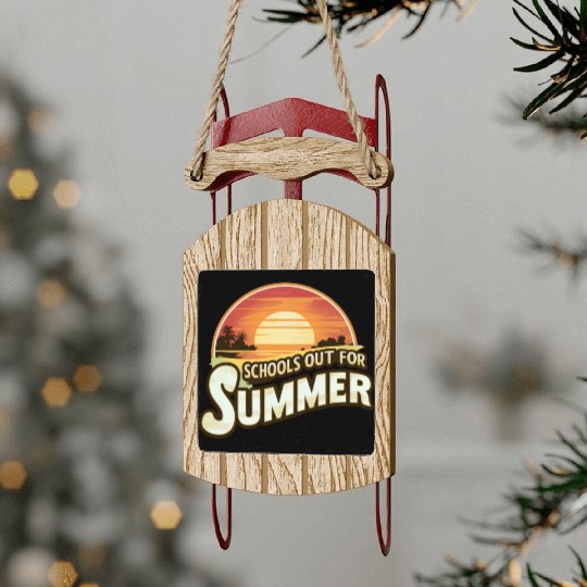 Retro Schools Out For Summer Last Day Of School Sled Ornaments