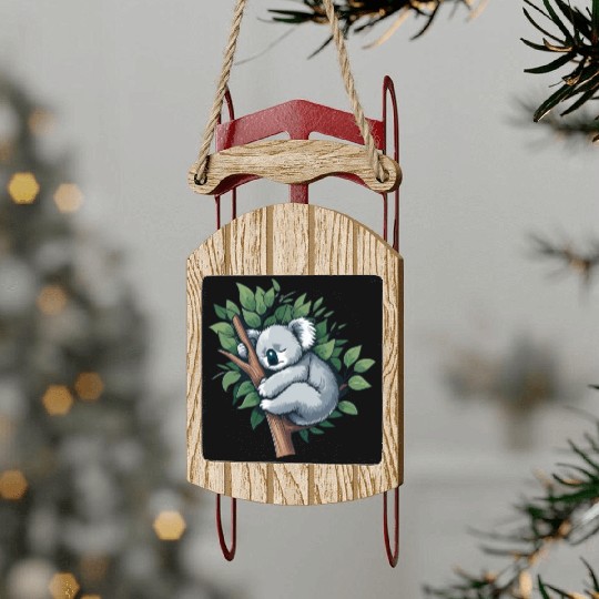 Slumbering Koala: Peaceful Tree Hugger Sled Ornaments