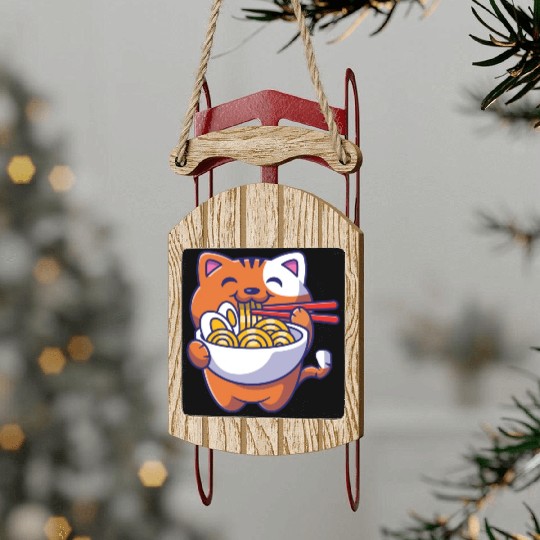 Cat Ramen Noodle Japanese Anime Manga Ramen Kawaii Sled Ornaments