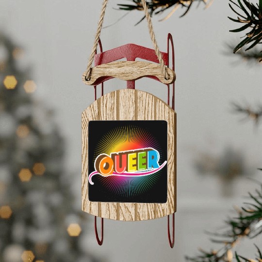 Queer Typo for Pride Month Equal Rights LGBTQ Sled Ornaments