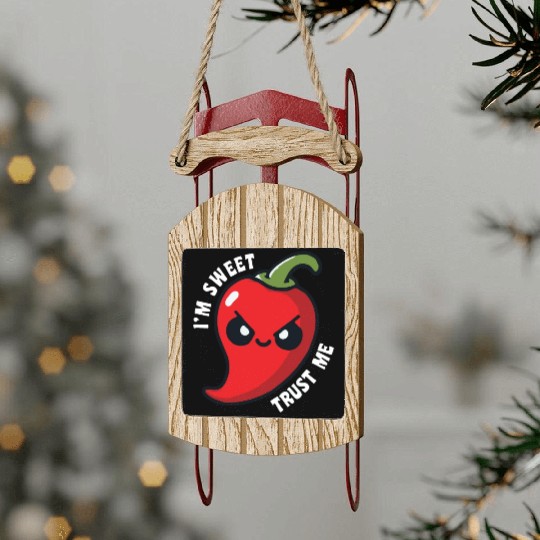 I'm Sweet Trust Me Hot Chili Pepper Funny Sled Ornaments