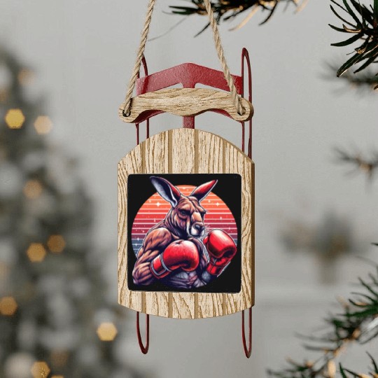 Funny Kickboxing Or Boxing Humor Sport Kangaroo Sled Ornaments