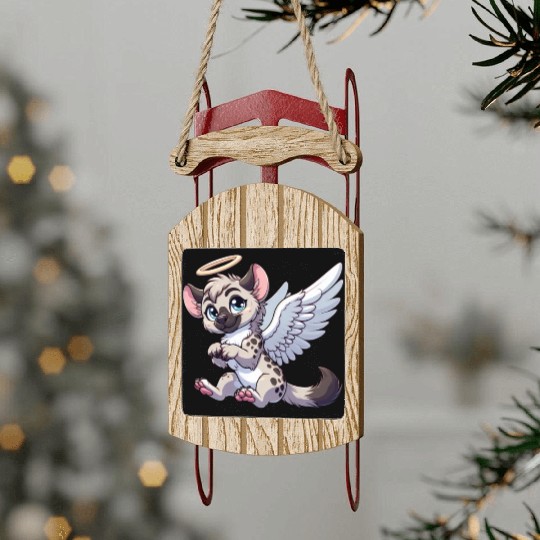 Hyena angel wings halo Sled Ornaments