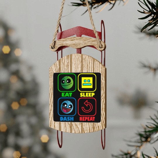 Eat Sleep Dash Repeat Video Game Geometry Video Sled Ornaments