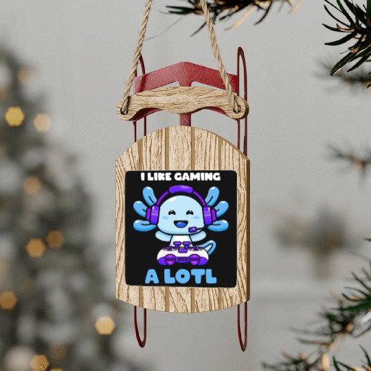 Gaming, Axolotl, Gaming, Video Game, Unicorn Gamer Sled Ornaments