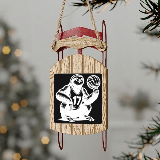 Sloth Volleyball Player Silhouette Sports Sled Ornaments