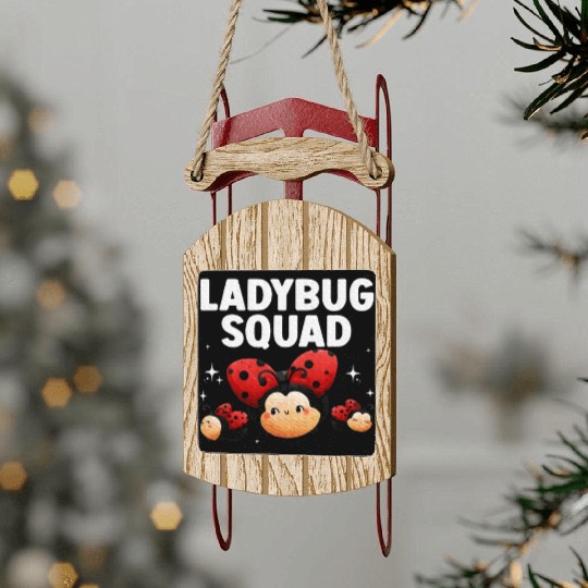 Cute Ladybug Squad Art Insect Ladybug Lover Sled Ornaments