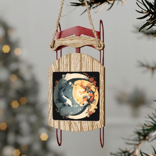 Japanese Koi Fish Yin Yang Sled Ornaments