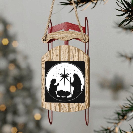 Nativity Scene Silhouette Christmas Market Vendor Sled Ornaments