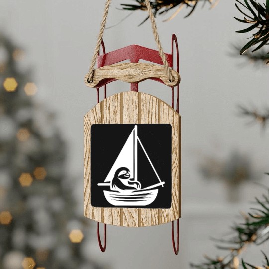 Summer sailing sloth silhouette cool Sled Ornaments