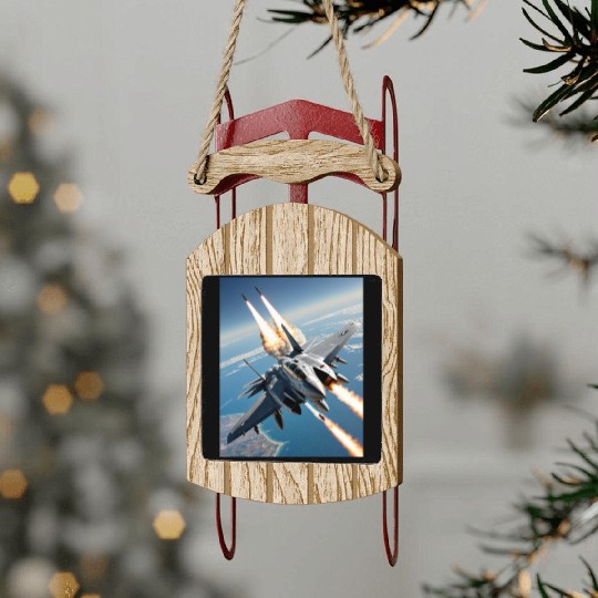 Aircraft missile fire fighter jets. Sled Ornaments