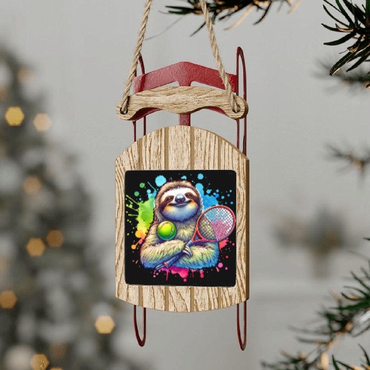 Sloth Tennis Player Cool Court Match Design Sled Ornaments