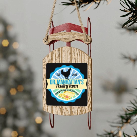 Dr Manhattan Poultry Farm Sled Ornaments