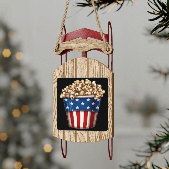 4th Of July. popcorn Sled Ornaments