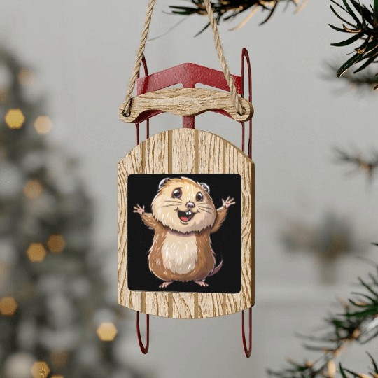 Happy Lemming Embrace The Joyful Moments Sled Ornaments