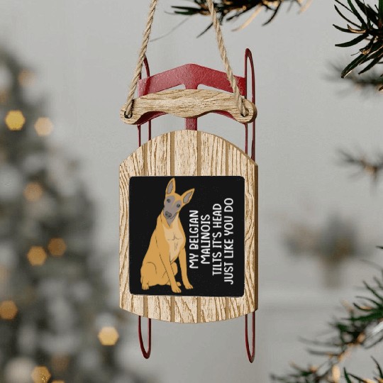 Funny Belgian Malinois Dog Breed Sled Ornaments