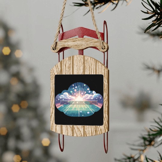 Tennis Court Sunrise Sled Ornaments