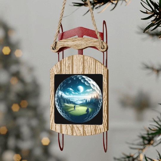 Twilight A Golf Dream Scape Surreal Golfing Course Sled Ornaments