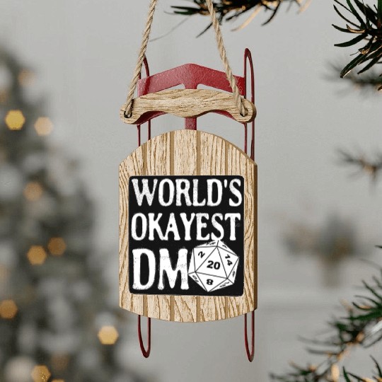 World's Okayest DM D20 Dice Dungeon Dragons Gaming Sled Ornaments