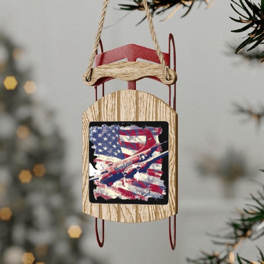 yankee, lady, world war 2 Sled Ornaments