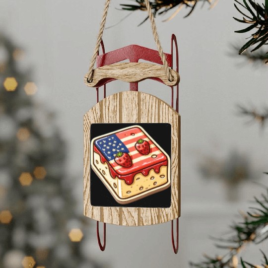 American Flag Cute Funny Tofu Vegan Retro Dripping Sled Ornaments