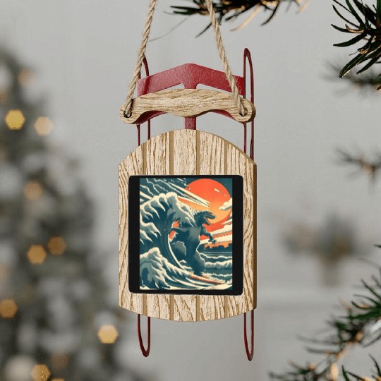 Japanese Monster Kaiju Funny Art Sled Ornaments