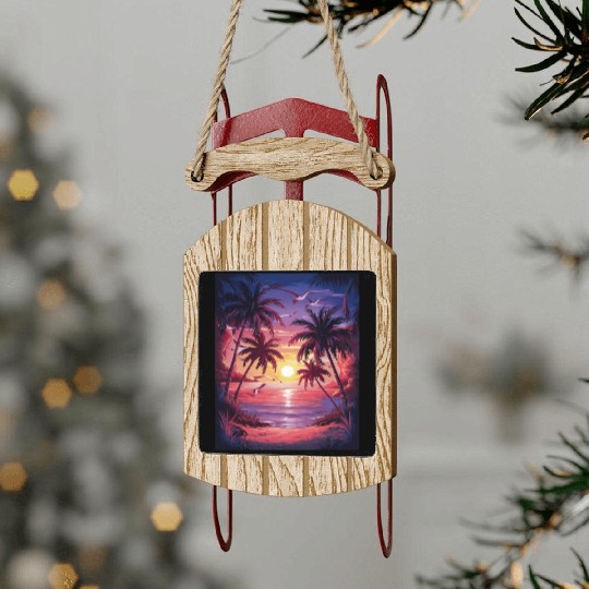 summer beach "Tropical Twilight Serenity" Sled Ornaments