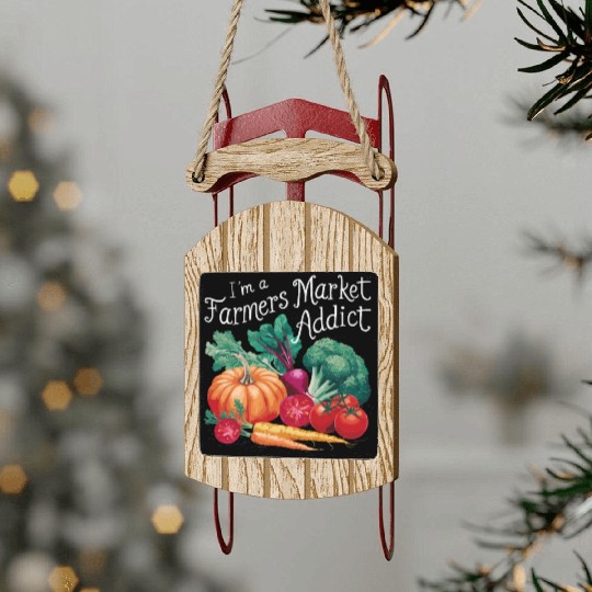 Farmers Market Farmer Agriculture Farming Food Sled Ornaments